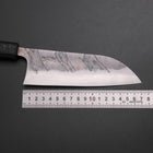 Santoku Silver Steel #3 Nashiji Damast Schwarzer Ishime Urushi Griff 165mm-[Musashi]-[Japan-Küchenmesser]