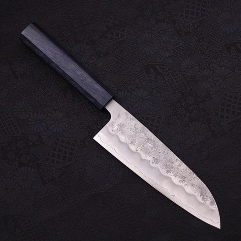 Santoku Silver Steel #3 Nashiji Dunkelblauer Griff 165mm-[Musashi]-[Japan-Küchenmesser]