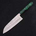 Santoku Silver Steel #3 Nashiji Grüner Ozeanplastik Griff 165mm-[Musashi]-[Japan-Küchenmesser]