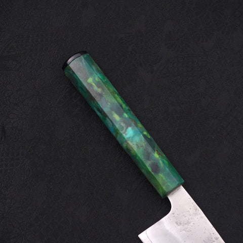 Santoku Silver Steel #3 Nashiji Grüner Ozeanplastik Griff 165mm-[Musashi]-[Japan-Küchenmesser]