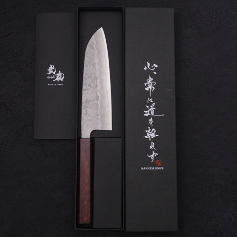 Santoku Silver Steel #3 Nashiji Lila Urushi Griff 165mm-[Musashi]-[Japan-Küchenmesser]