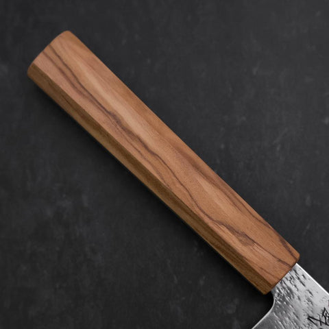 Santoku Silver Steel #3 Nashiji Olivenholz Griff 170mm-[Musashi]-[Japan-Küchenmesser]
