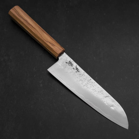 Santoku Silver Steel #3 Nashiji Olivenholz Griff 170mm-[Musashi]-[Japan-Küchenmesser]