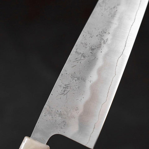 Santoku Silver Steel #3, Nashiji Ozeanplastik Griff in Weiß-Blau, 165mm-[Musashi]-[Japan-Küchenmesser]