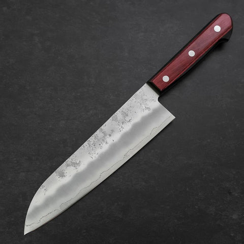 Santoku Silver Steel #3 Nashiji Roter Westlicher Griff 180mm-[Musashi]-[Japan-Küchenmesser]