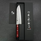 Santoku Silver Steel #3 Nashiji Roter Westlicher Griff 180mm-[Musashi]-[Japan-Küchenmesser]