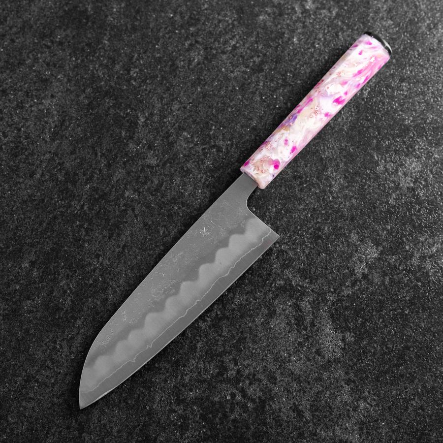 Santoku Silver Steel #3 Nashiji Sakura Ozeanplastik Griff 165mm-[Musashi]-[Japan-Küchenmesser]