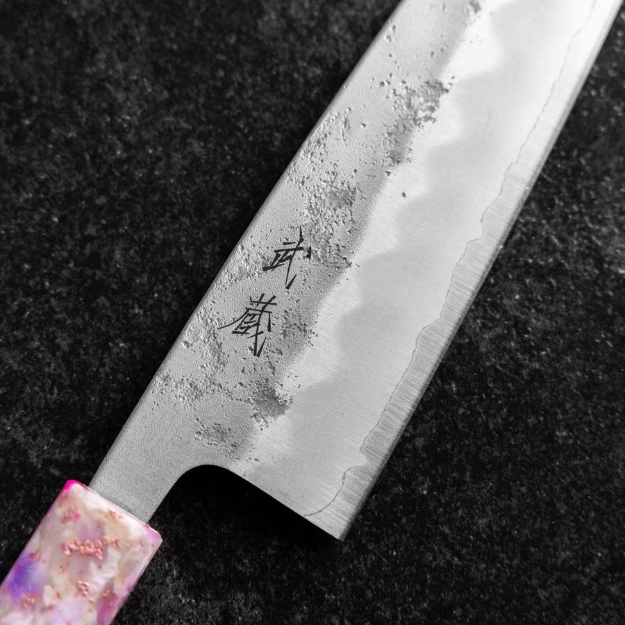 Santoku Silver Steel #3 Nashiji Sakura Ozeanplastik Griff 165mm-[Musashi]-[Japan-Küchenmesser]