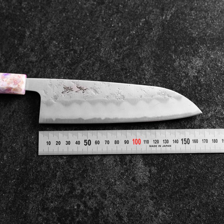 Santoku Silver Steel #3 Nashiji Sakura Ozeanplastik Griff 165mm-[Musashi]-[Japan-Küchenmesser]