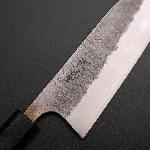 Santoku Silver Steel #3 Nashiji Schwarzer Ishime Urushi Griff 165mm-[Musashi]-[Japan-Küchenmesser]