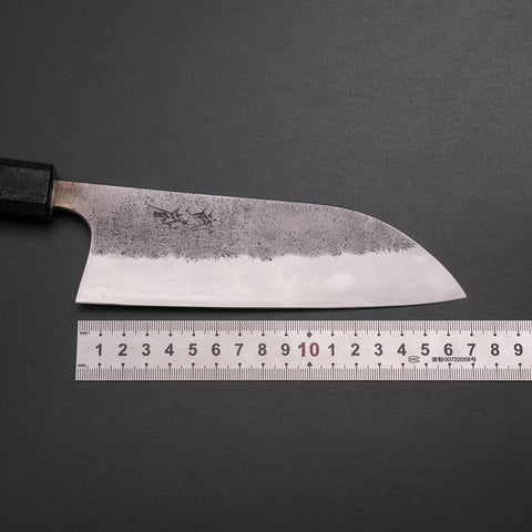 Santoku Silver Steel #3 Nashiji Schwarzer Ishime Urushi Griff 165mm-[Musashi]-[Japan-Küchenmesser]
