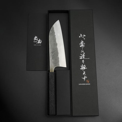 Santoku Silver Steel #3 Nashiji Schwarzer Ishime Urushi Griff 165mm-[Musashi]-[Japan-Küchenmesser]