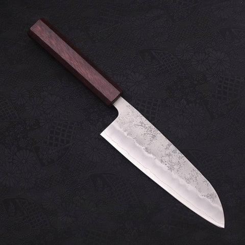 Santoku Silver Steel #3, Nashiji Urushi Griff in Lila, 165mm-[Musashi]-[Japan-Küchenmesser]