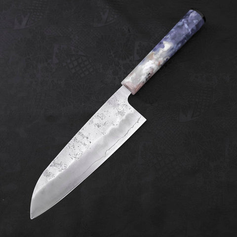 Santoku Silver Steel #3 Nashiji Weiß-Blauer Ozeanplastik Griff 165mm-[Musashi]-[Japan-Küchenmesser]