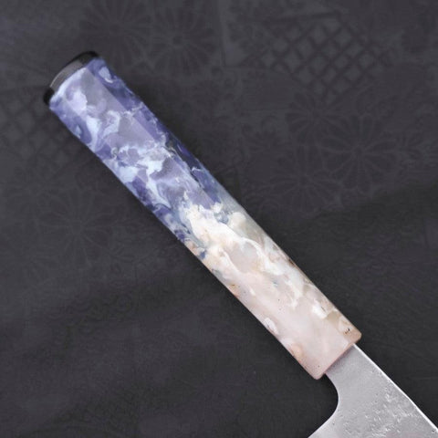 Santoku Silver Steel #3 Nashiji Weiß-Blauer Ozeanplastik Griff 165mm-[Musashi]-[Japan-Küchenmesser]
