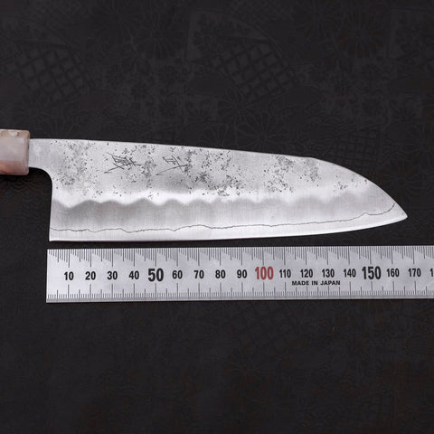 Santoku Silver Steel #3 Nashiji Weiß-Blauer Ozeanplastik Griff 165mm-[Musashi]-[Japan-Küchenmesser]