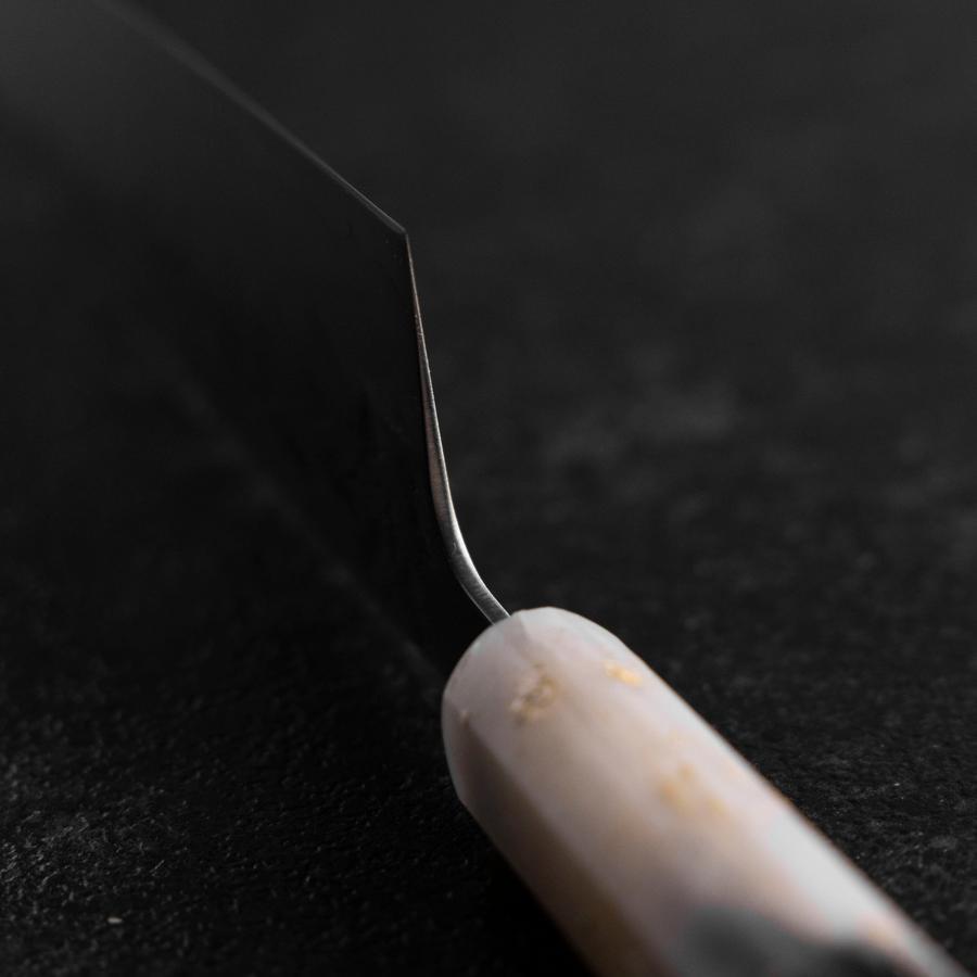 Santoku Silver Steel #3 Nashiji Weiß-Schwarzer Ozeanplastik Griff mit Blattgold 165mm-[Musashi]-[Japan-Küchenmesser]