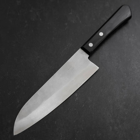 Santoku Silver Steel #3 Nashiji Western Black Handle 180mm (7”)-[Musashi]-[Japan-Küchenmesser]