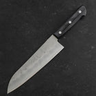 Santoku Silver Steel #3 Nashiji Western Purple Handle 180mm (Tsuba-Nashi) (7”)-[Musashi]-[Japan-Küchenmesser]