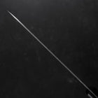 Santoku Silver Steel #3 Nashiji Western Purple Handle 180mm (Tsuba-Nashi) (7”)-[Musashi]-[Japan-Küchenmesser]