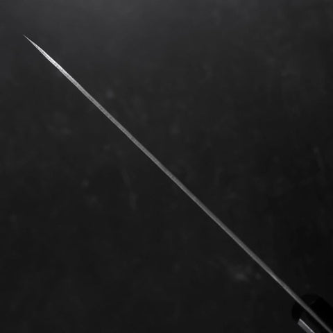 Santoku Silver Steel #3 Nashiji Western Purple Handle 180mm (Tsuba-Nashi) (7”)-[Musashi]-[Japan-Küchenmesser]