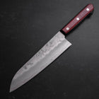 Santoku Silver Steel #3 Nashiji Western Red Handle 180mm (Tsuba-Nashi) (7”)-[Musashi]-[Japan-Küchenmesser]