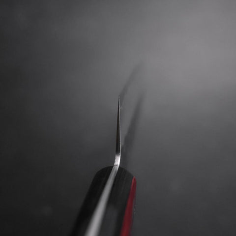 Santoku Silver Steel #3 Nashiji Western Red Handle 180mm (Tsuba-Nashi) (7”)-[Musashi]-[Japan-Küchenmesser]
