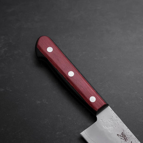Santoku Silver Steel #3 Nashiji Western Red Handle 180mm (Tsuba-Nashi) (7”)-[Musashi]-[Japan-Küchenmesser]