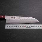 Santoku Silver Steel #3 Nashiji Western Red Handle 180mm (Tsuba-Nashi) (7”)-[Musashi]-[Japan-Küchenmesser]