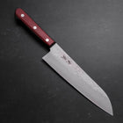 Santoku Silver Steel #3 Nashiji Western Red Handle 180mm (Tsuba-Nashi) (7”)-[Musashi]-[Japan-Küchenmesser]