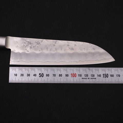 Santoku Silver Steel #3 Nashiji Western Black Handle 180mm (7”)-[Musashi]-[Japanese-Kitchen-Knives]