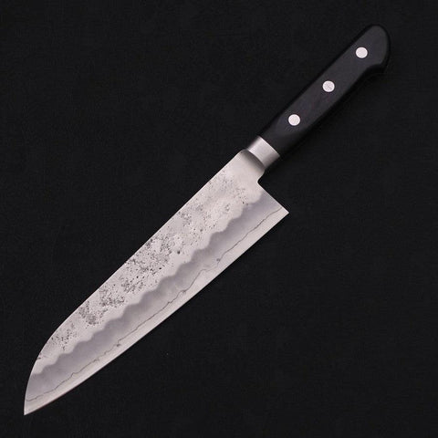 Santoku Silver Steel #3 Nashiji Westlicher Griff In Schwarz 180mm-[Musashi]-[Japan-Küchenmesser]