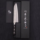 Santoku Silver Steel #3 Nashiji Westlicher Griff In Schwarz 180mm-[Musashi]-[Japan-Küchenmesser]