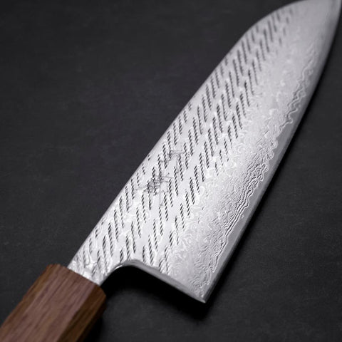 Santoku Silver Steel #3 Nawame Damascus Yaki Urushi Handle 165mm (6.5”)-[Musashi]-[Japan-Küchenmesser]