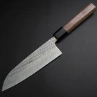 Santoku Silver Steel #3 Nawame Damast Büffelhorn und Walnussholz Griff 165mm-[Musashi]-[Japan-Küchenmesser]