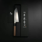 Santoku Silver Steel #3 Nawame Damast Büffelhorn und Walnussholz Griff 165mm-[Musashi]-[Japan-Küchenmesser]