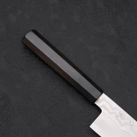 Santoku Silver Steel #3 Nickel Damascus Buffalo Ebony Handle 165mm-[Musashi]-[Japan-Küchenmesser]