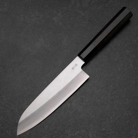Santoku Silver Steel #3 Poliert Büffelhorn und Ebenholz Griff 165mm-[Musashi]-[Japan-Küchenmesser]