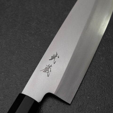 Santoku Silver Steel #3 Poliert Büffelhorn und Ebenholz Griff 165mm-[Musashi]-[Japan-Küchenmesser]