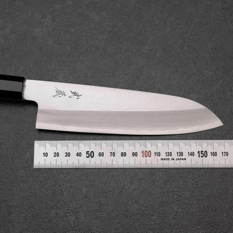 Santoku Silver Steel #3 Poliert Büffelhorn und Ebenholz Griff 165mm-[Musashi]-[Japan-Küchenmesser]