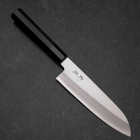 Santoku Silver Steel #3 Poliert Büffelhorn und Ebenholz Griff 165mm-[Musashi]-[Japan-Küchenmesser]
