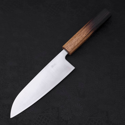 Santoku Silver Steel #3, Poliert Büffelhorn und Magnolie Griff, 165mm-[Musashi]-[Japan-Küchenmesser]