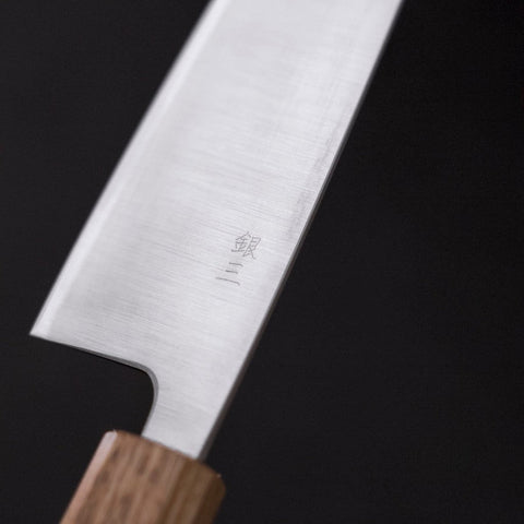 Santoku Silver Steel #3, Poliert Büffelhorn und Magnolie Griff, 165mm-[Musashi]-[Japan-Küchenmesser]