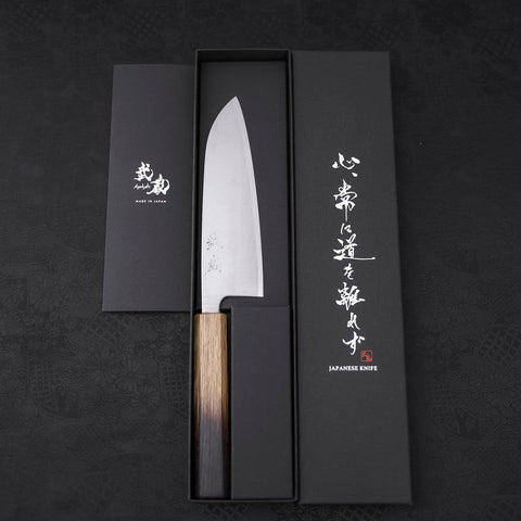 Santoku Silver Steel #3, Poliert Büffelhorn und Magnolie Griff, 165mm-[Musashi]-[Japan-Küchenmesser]