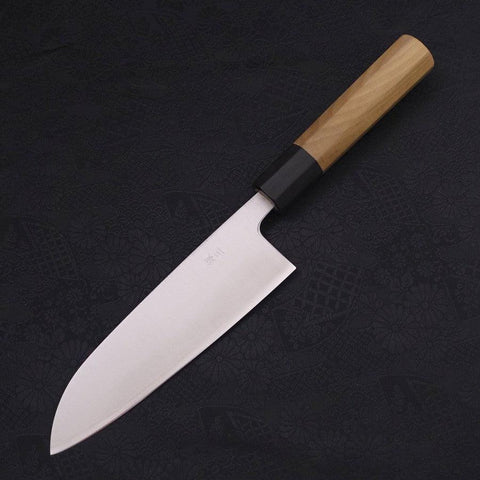 Santoku Silver Steel #3 Poliert Büffelhorn und Magnolienholz Griff 165mm-[Musashi]-[Japan-Küchenmesser]