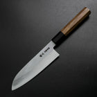 Santoku Silver Steel #3 Poliert Büffelhorn und Walnussholz Griff 155mm-[Musashi]-[Japan-Küchenmesser]