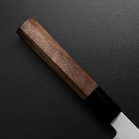 Santoku Silver Steel #3 Poliert Büffelhorn und Walnussholz Griff 155mm-[Musashi]-[Japan-Küchenmesser]