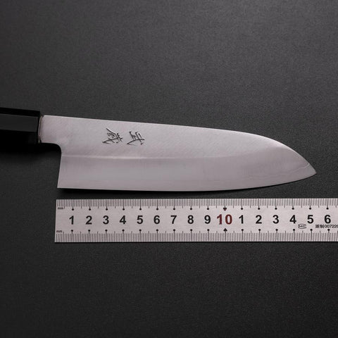 Santoku Silver Steel #3 Poliert Büffelhorn und Walnussholz Griff 155mm-[Musashi]-[Japan-Küchenmesser]
