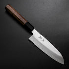 Santoku Silver Steel #3 Poliert Büffelhorn und Walnussholz Griff 155mm-[Musashi]-[Japan-Küchenmesser]