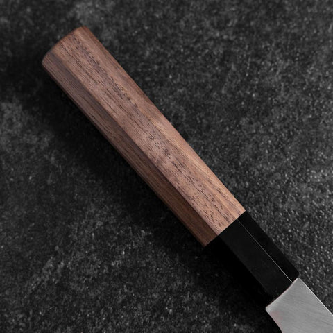 Santoku Silver Steel #3 Poliert Büffelhorn und Walnussholz Griff 170mm-[Musashi]-[Japan-Küchenmesser]